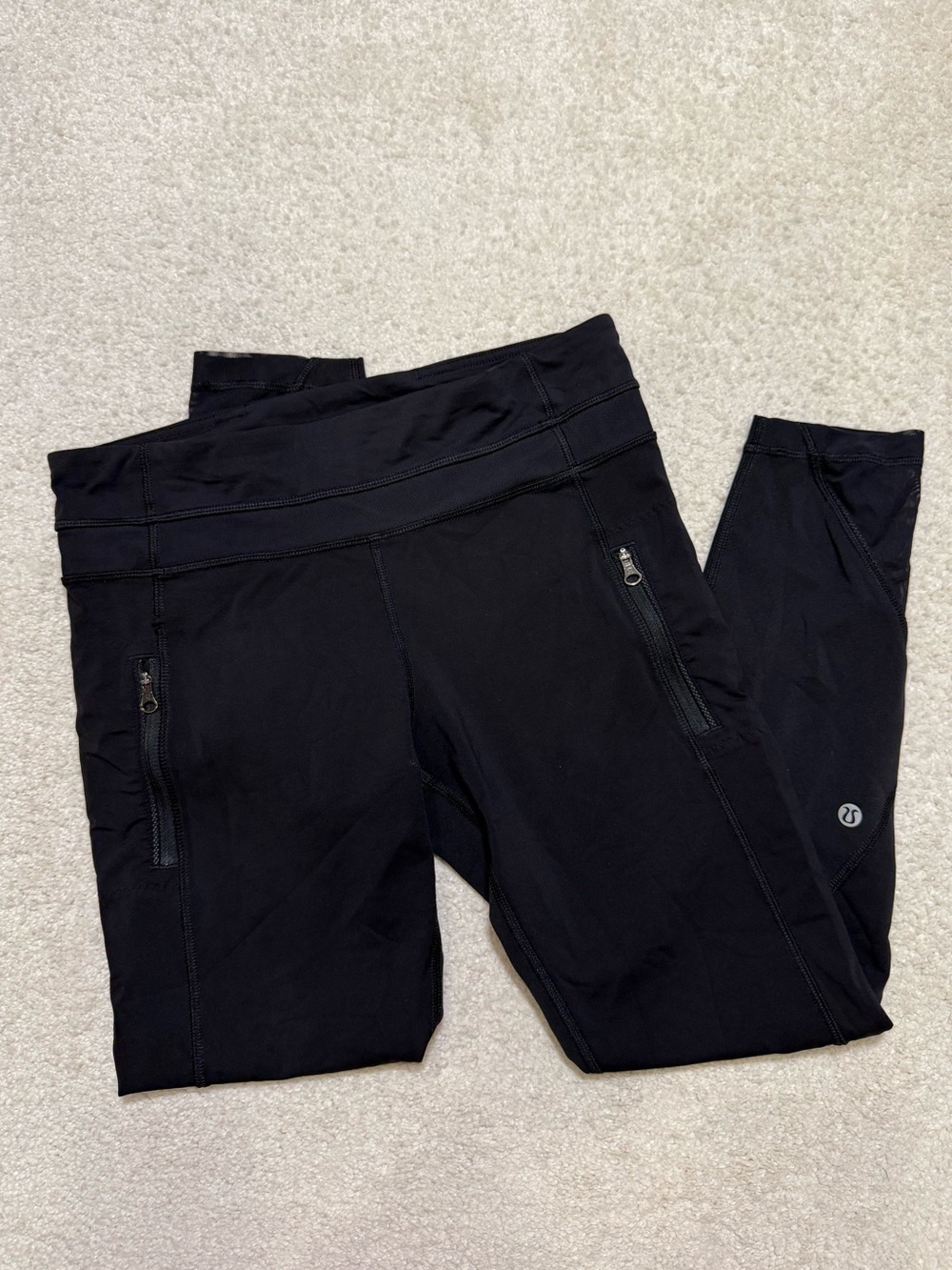 Lululemon Leggings 26” Zippered Pockets Mesh Black Size 8